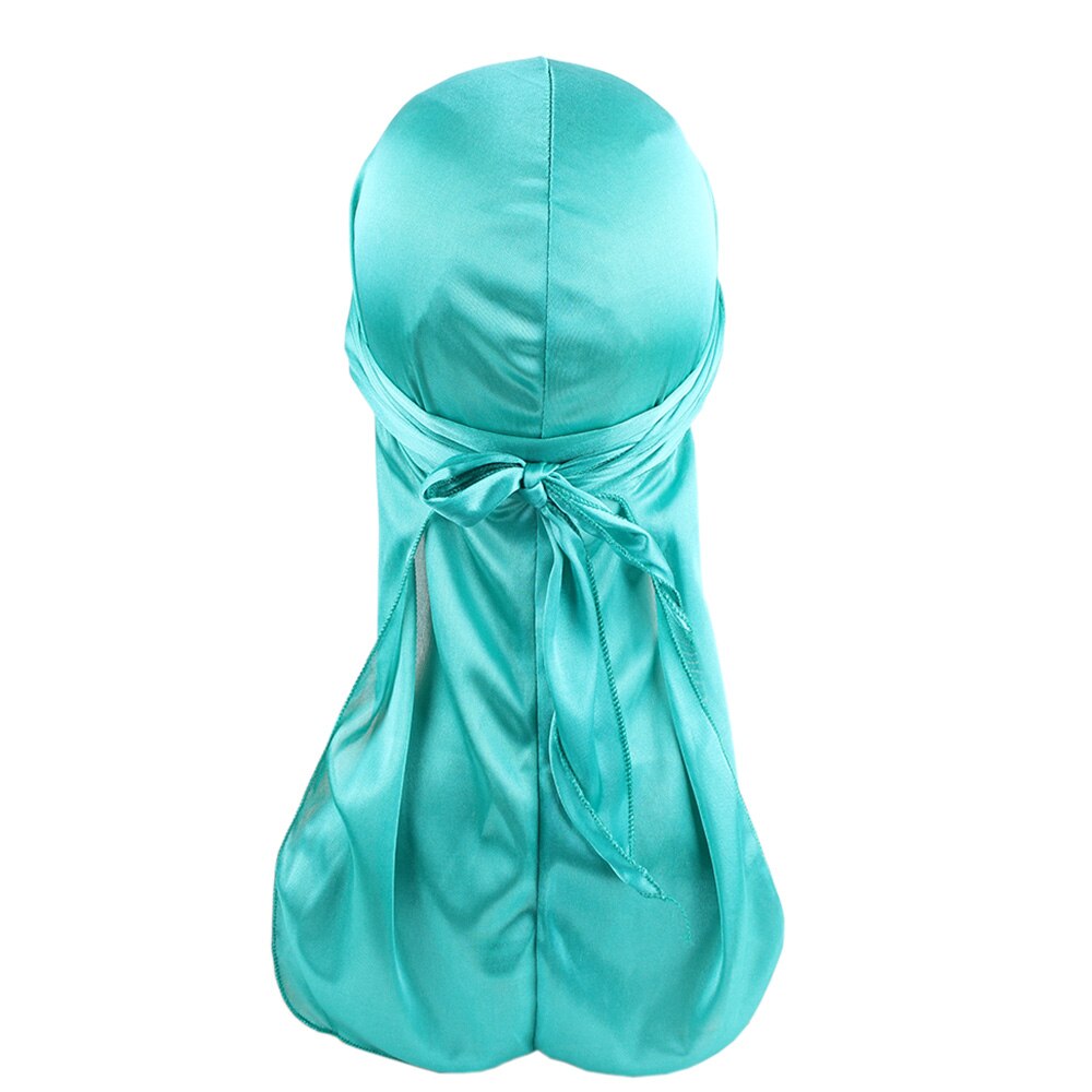 Silkemyk durag og pansersett for menn og kvinner langhale du-rag waves cap turban: Turkis
