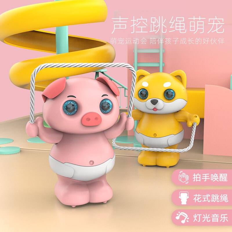 Puzzle skipping pig 0-3 years old voice control clapping hands to wake up dancing cute pig dumping pig baby toy