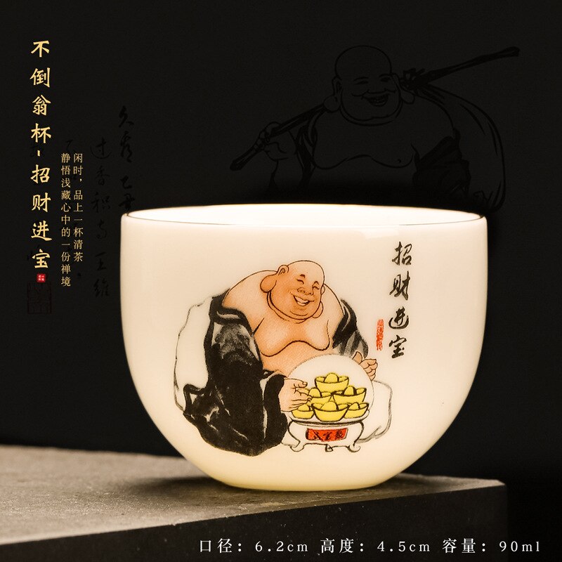 Taza de cerámica de jade Suet hecha a mano, taza de meditación Personal de viaje, tazón de té pintado a mano, juego de té Pu'er Master Cup: Azul