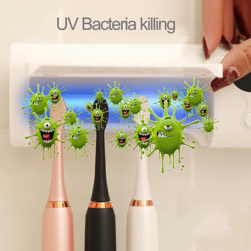 Tandbørste uv sterilisator anti-bakterier 2 in 1 uv let tandbørsteholder sag med bakterier, der dræber tandbørsterens