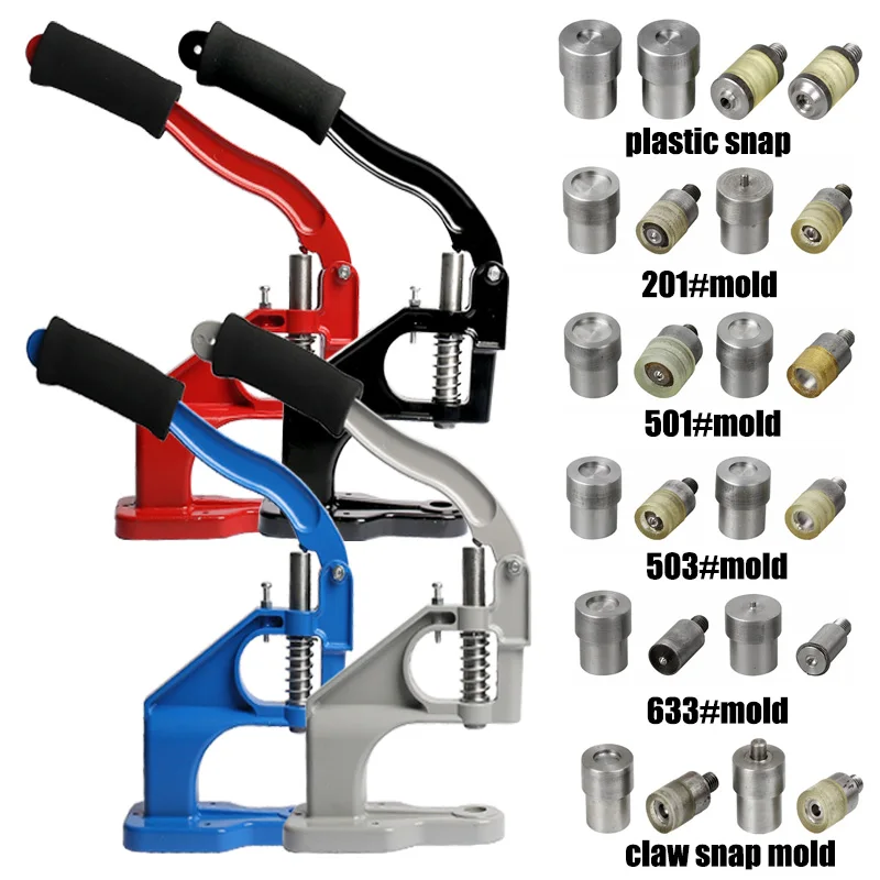 Aluminium handpons persmachine en stalen matrijzen voor drukknopen oogje doorvoertule parel klinknagel jeans knop mal naaien accessoire