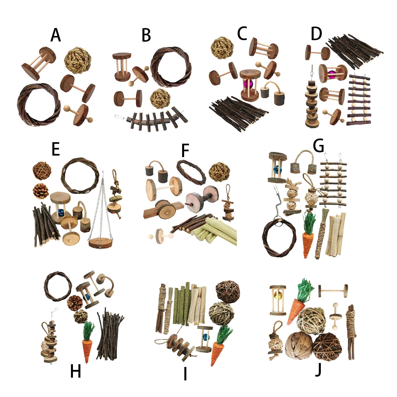 Hamster Rabbit Chew Toys Set Bite Grind Teeth Toys Guinea Pig Toys for Rabbit Rat Bunny Chinchillas Dwarf Hamsters Teeth Care