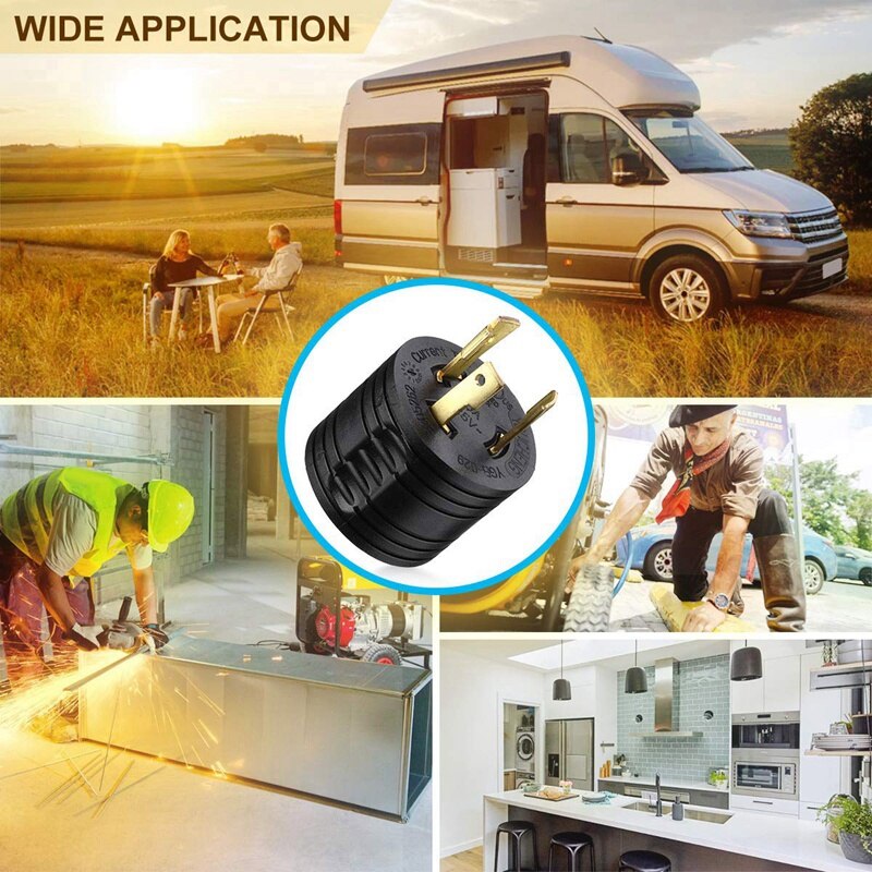 RV Generator Adapter 3-Prong 30A Male To 30A Female RV Power Plug 125V RV Plug for Camper Motorhome Trailer L5-30P