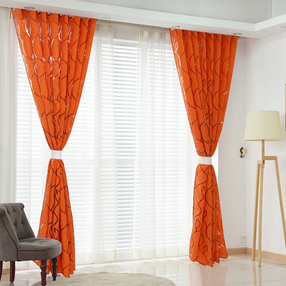 1 PCS Vines Leaves Tulle Door Window Curtain Drape Panel Sheer Scarf Valances Living room curtains with curtains in the kitchen