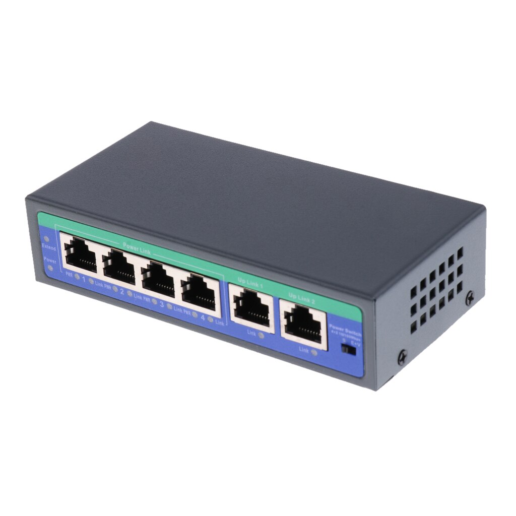 6 Port 10/100Mbps 4 POE Port &amp; 2 Uplink Power Over Ethernet Switch Adapter