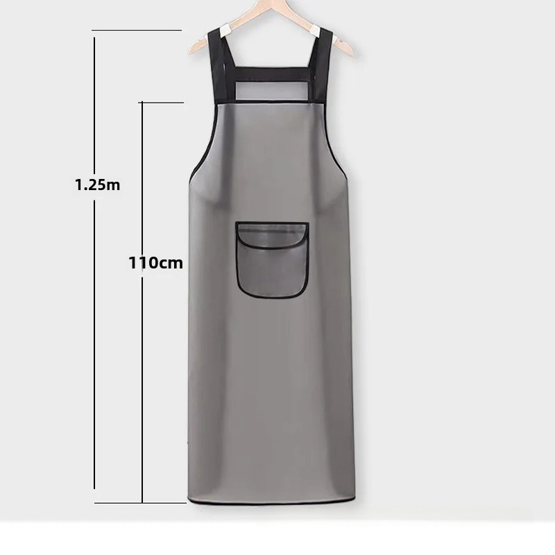 Extra lange, waterdichte oliebestendige schort, unisex, grote maat, keukenschort, restaurantkokschort, afwasschort voor thuisgebruik: Transparant