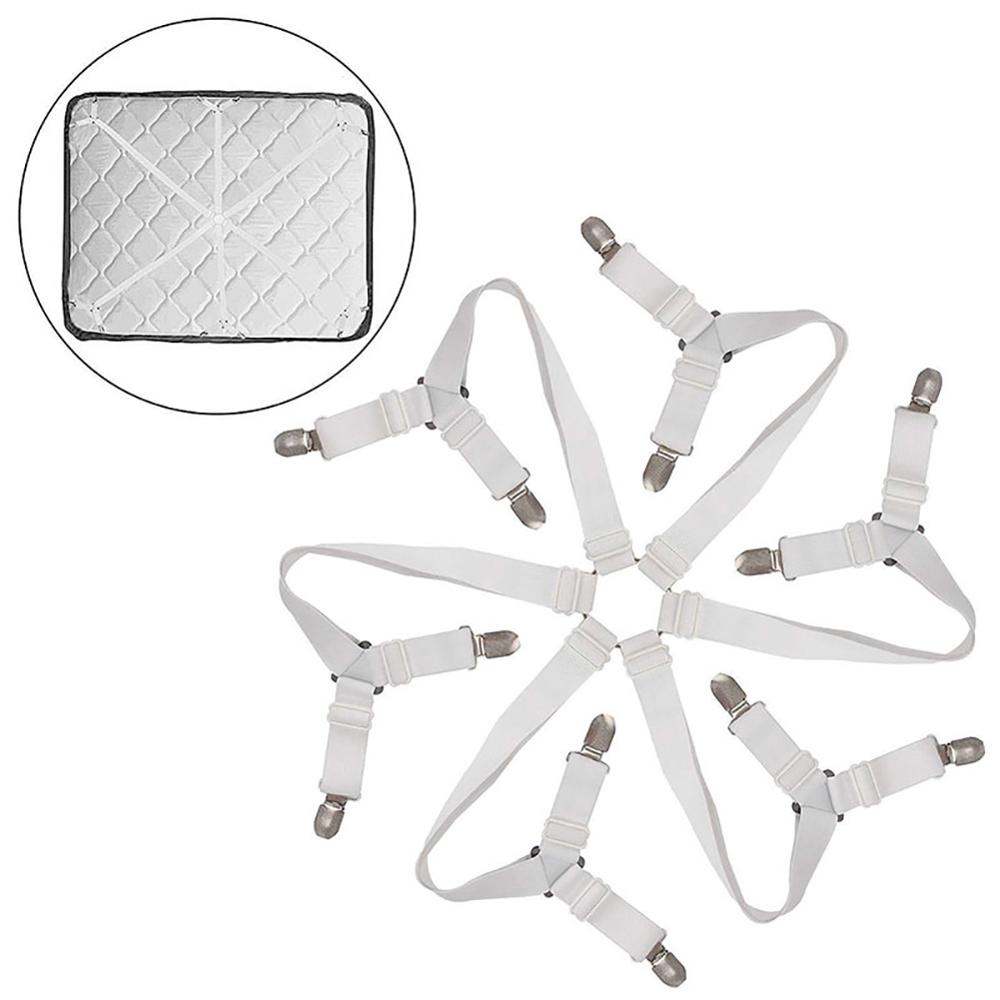 1 Set 6 Zijden Elastisch Laken Grijpers Riemverbinder Laken Clips Matrashoes Dekens Houder Huishoudtextiel Organiseren