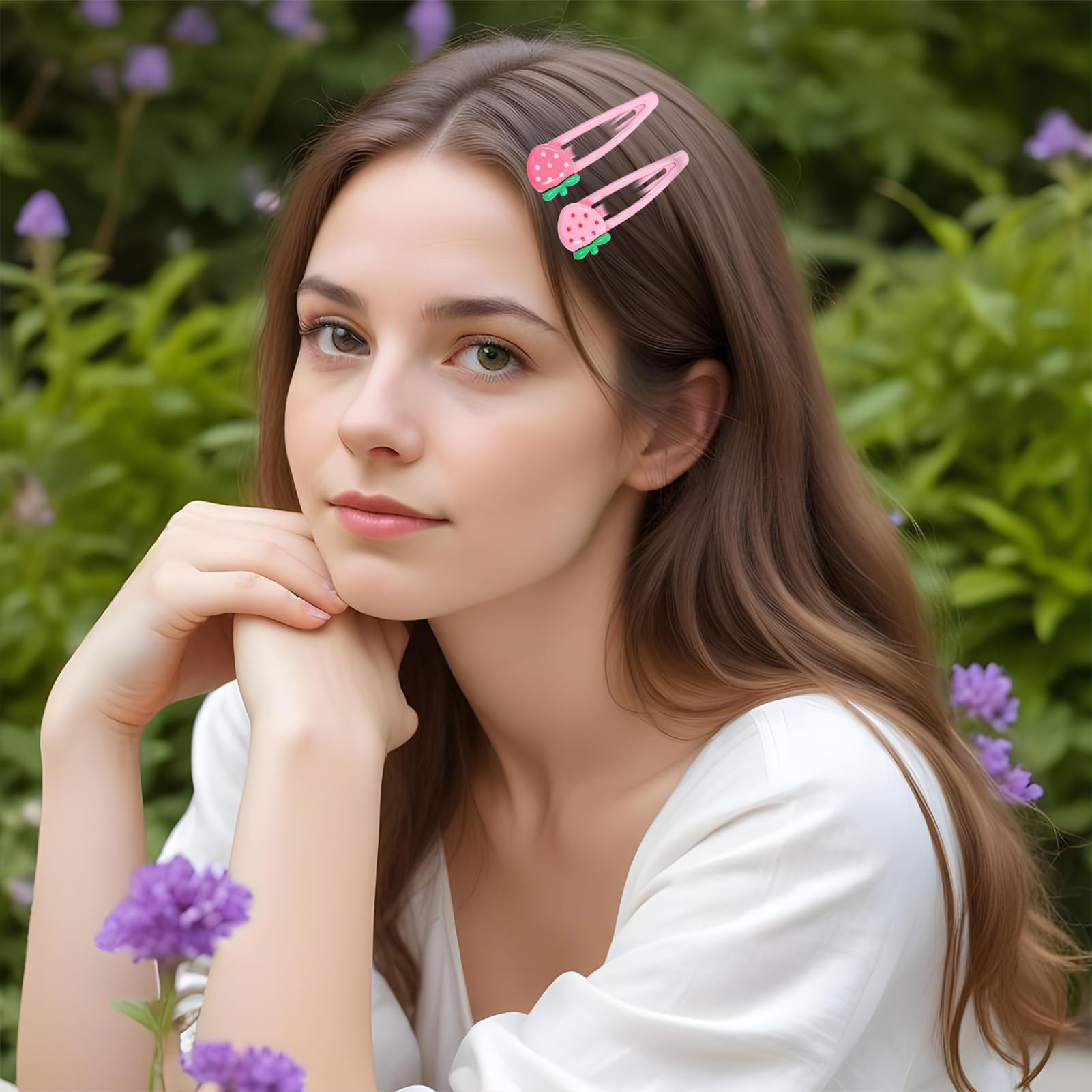 Children's Strawberry Hair Clip Pearlescent 3d Diamond Inlaid Strawberry Hair Clip/headband Lovely Little Girl's Hair Accessory