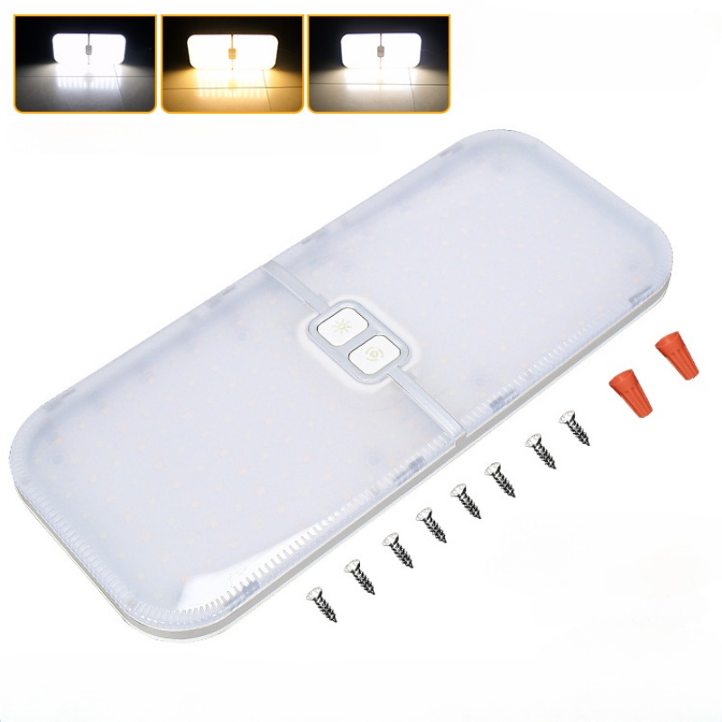 Rv Verlichting Interieur, 3 Kleuren Camper Verlichting, 204 Leds Dimbaar 12V Volt Led Lampen Armatuur, Rv Plafond Dome Licht: Blauw