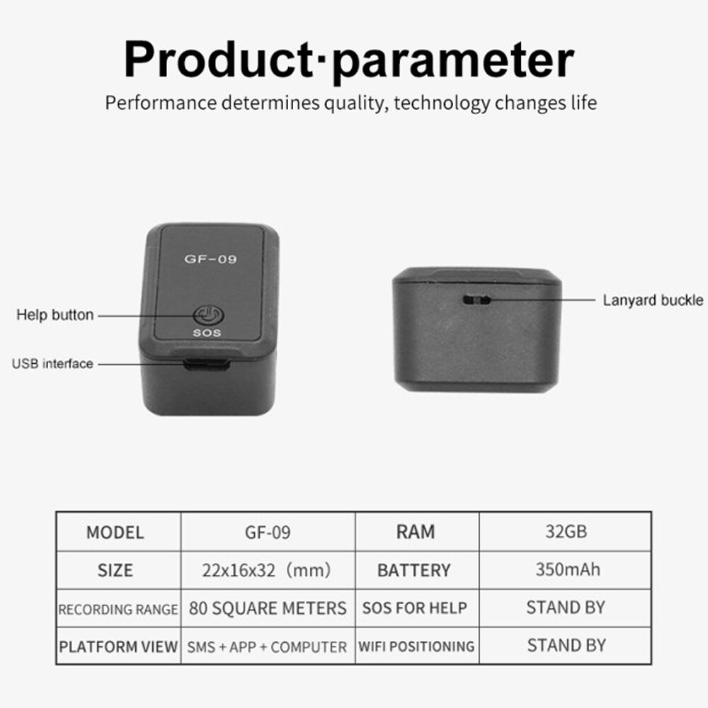 GF07/GF09 Gps Pet Tracking Anti-verloren Tracker Miniatuur Intelligente Locator Auto Anti-Diefstal Opname Magnetische Adsorptie locator
