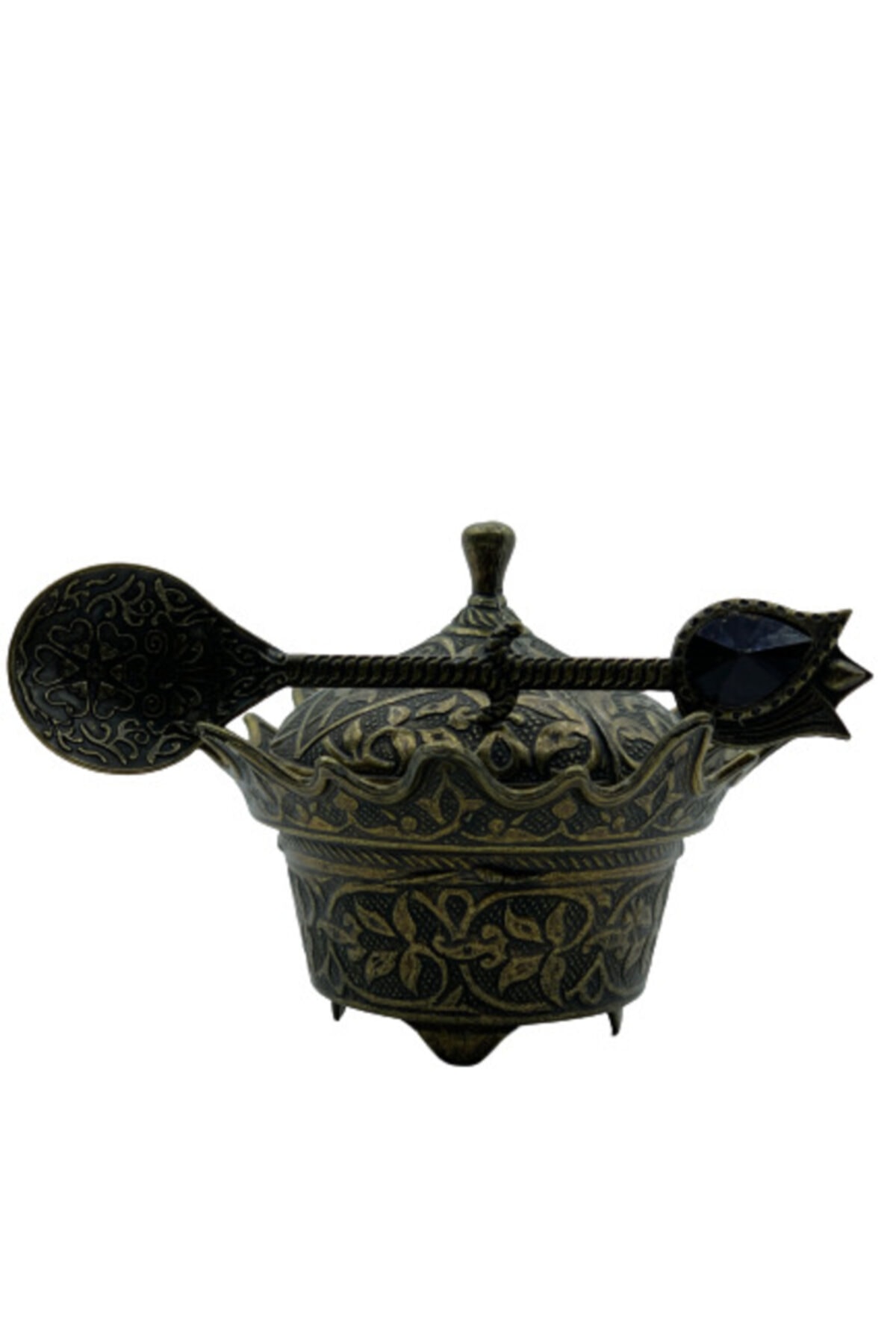 Copper Sugar Bowl With Spoon Set: Black