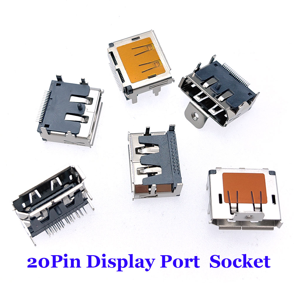 Connecteur petde prise SMD femelle HDMI, prise de port d'affichage, résistant à 90, partenaires de trou de vis, trous de vis, 20 broches
