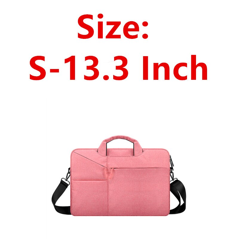 Nowy wodoodporny mężczyzna kobiet 13.3 14 15.6 Cal teczka na laptopa torebka biznesowa o dużej pojemności Messenger Notebook torba na ramię: S-13.3 Inch-Pink