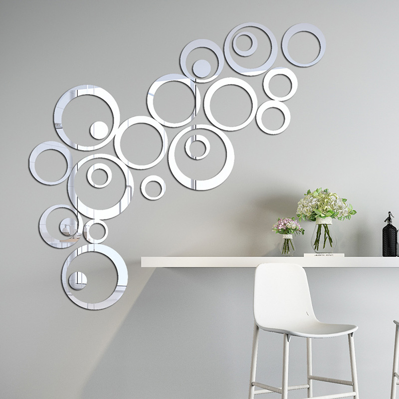 3D Acrylic Mirror Wall Sticker Wall Decoration Printing Mirror Wallpape Wall Mirror Decor Black and Gold Mirror for Wall