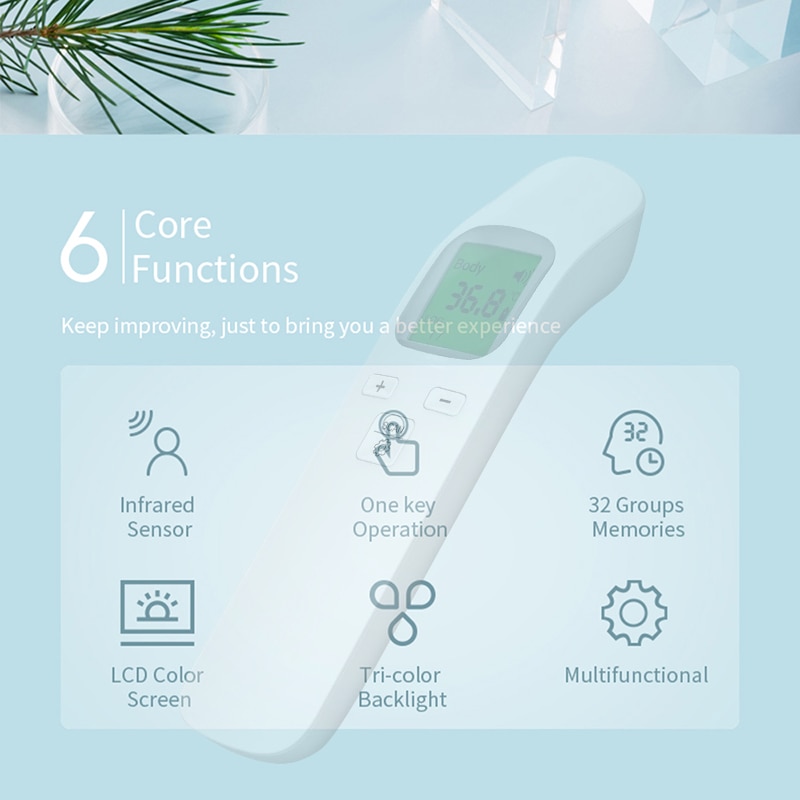 Non-contact Body Thermometer 3 Kleur Digitale Display Oorthermometer Snelle Maatregel ℉ ℃ Infrarood Voorhoofd Thermometer Durface Modus
