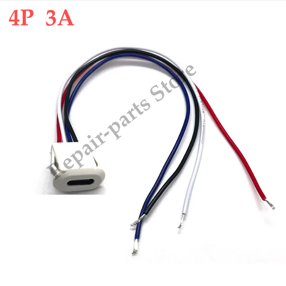 2 ~ 10PCS USB Typ-C Wasserdichte USB Stecker Direkte kompression weibliche basis Buchse Lade Interface Mit schweißen Draht: Brown / 5-9 Stücke