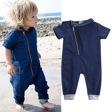 Peuter Kids Jongen Rits Up Denim Jumpsuit Romper