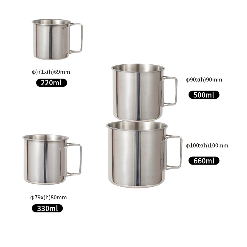 4Pcs 304 Rvs Outdoor Camping Cup Set Draagbare Bergbeklimmen Trekking Cups Reizen Wandelen Kookgerei Camping Benodigdheden
