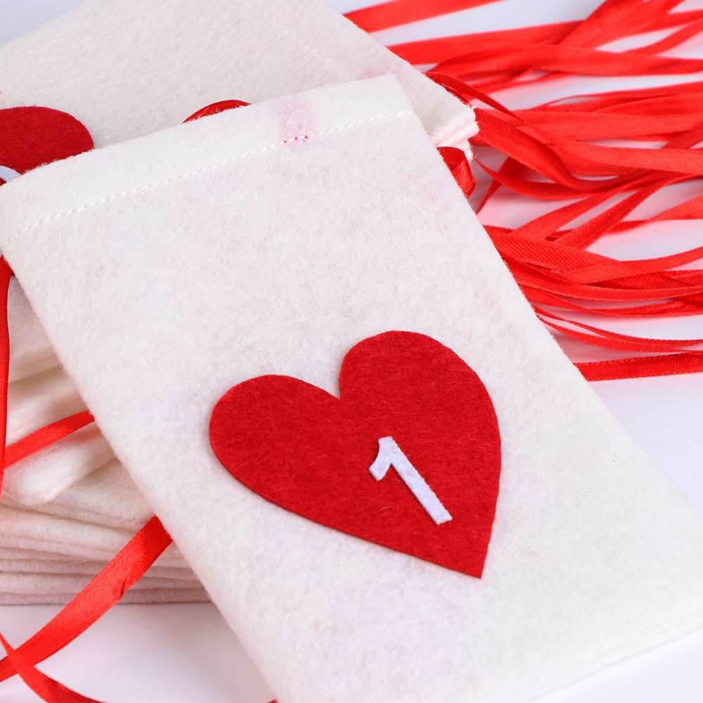 Christmas Bags Calendar Countdown Felt Bag Candy Storage Pouch DIY Christmas Advent Calendar Bag Christmas Decor