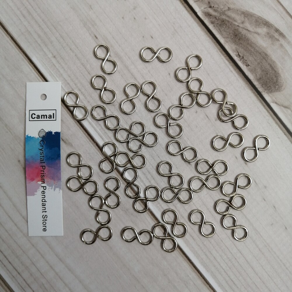 Kamel 100 stk 13 x 6mm uendeligt symbol krom  s 8 lås metalstik krog krystal vedhæng lysekrone del smykker finde