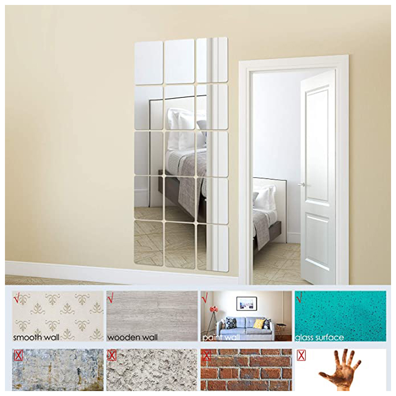 3D płyty lustrzane elastyczne nie szklane lustro plastikowe akrylowe lustro samoprzylepne płytki naklejki ścienne z efektem lustra