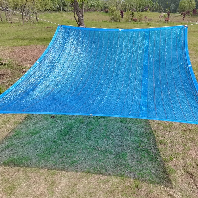 Blue PE Sun Shelter Roof Cooling Shading Net Courtyard Swimming Pool Sun Shade Sail Outdoor Garden Net Free Rope