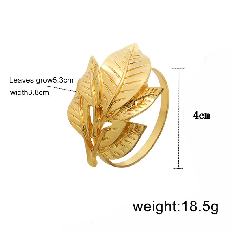 Złoty kolor metal Circ klamra robić serwetki liść pierścienie na serwetki na wesele serwetnik świąteczny stół dekoracja prezent