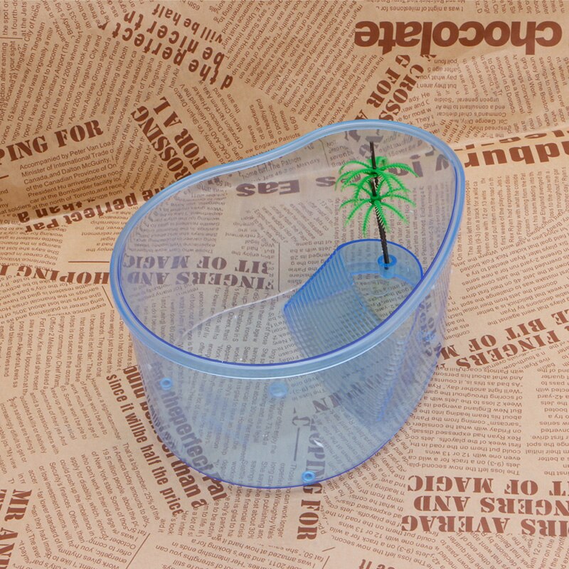 Turtle Habitat Lake Terrapin Reptile Aquarium Tank with Platform Plants Z07