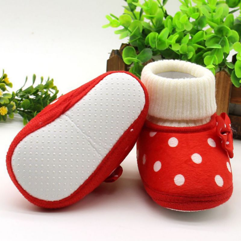 Newborn Baby Girl Bow-knot Fleece Snow Boots Princess Shoes Booties