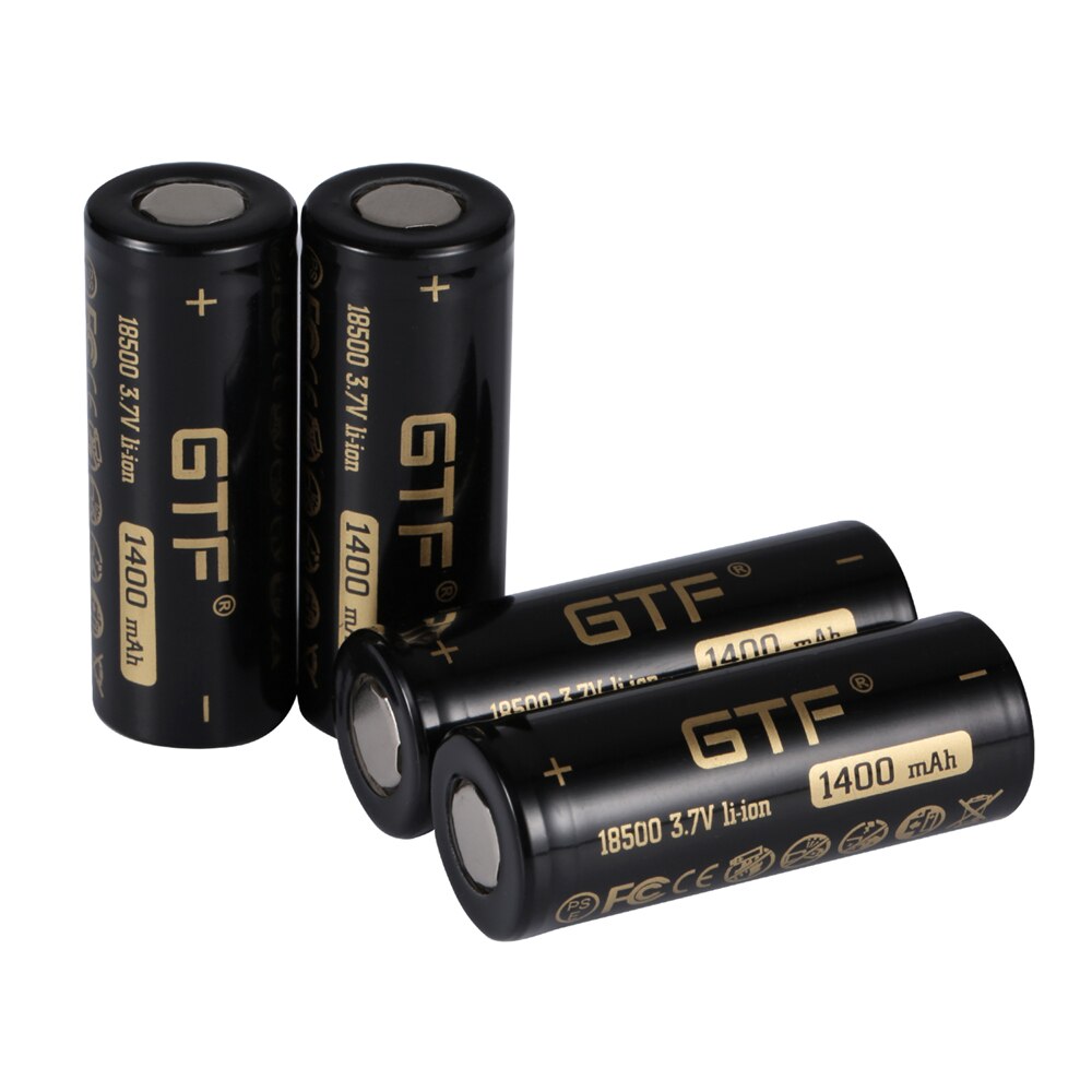 GTF 18500 1400mAh capacità di 100% 3.7V Li-ione Batteria Ricaricabile per la Torcia Elettrica giocattolo prodotti elettronici 3.7V testa piatta batterie