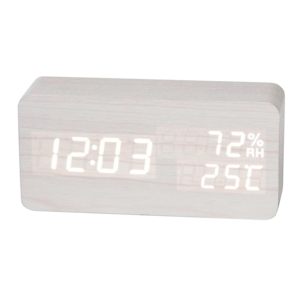 Wood Alarm Clock USB/Batteries PowereD Home Bedside Bedroom Desktop LivingRoom Multifunction Electronic LED Display Alarm Clock: 5