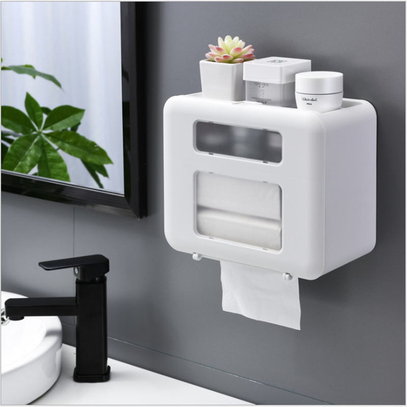 Vandtæt toiletpapirholder til toiletpapir håndklædeholder badeværelse dispenser opbevaringsboks toiletrulleholder vægmonteret