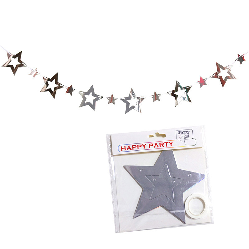 Glitter Stars Garland Banner Decoration Star Hanging Bunting Banner for Graduation Wedding Birthday Christmas Party Supplie: light yellow