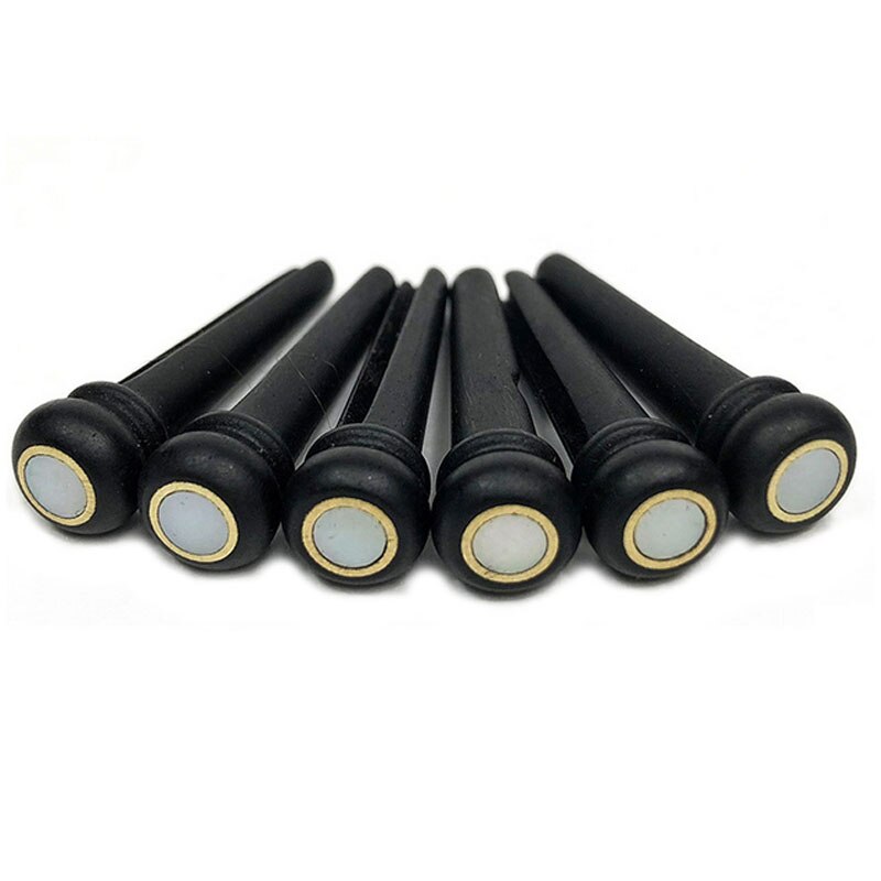 6Pcs Bone Guitar Bridge Pins Ebony Bone Rosewood Bridge Pin for Acoustic Guitar with Pearl Shell Brass Circle Guitar Accessories: Ebony G