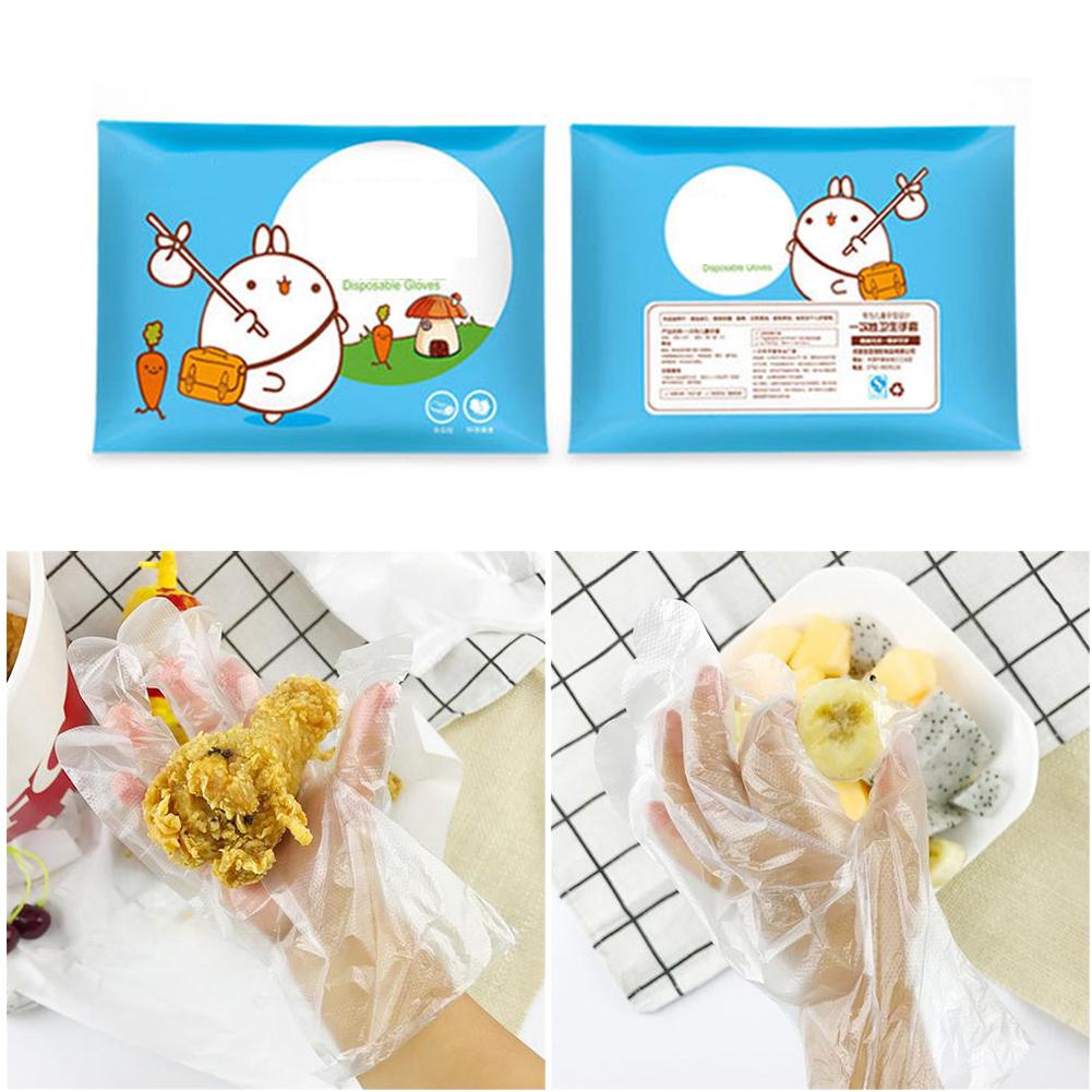 100PCS Plastic Clear Disposable Gloves Garden Restaurant Home Children Gloves Children's Disposable Gloves
