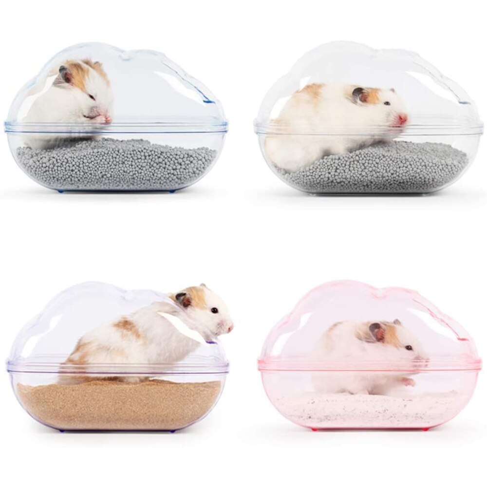 Casa de hámster grande, contenedor de baño de arena, nubes transparentes, baño de hámster para animales pequeños, accesorios de jaula de conejillo de indias