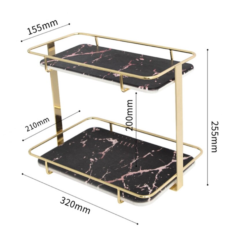 2 Layers Desktop Storage Rack Multifunction Shelf Organizer Holder for Kitchen Bathroom: 5AC902062-BK-L