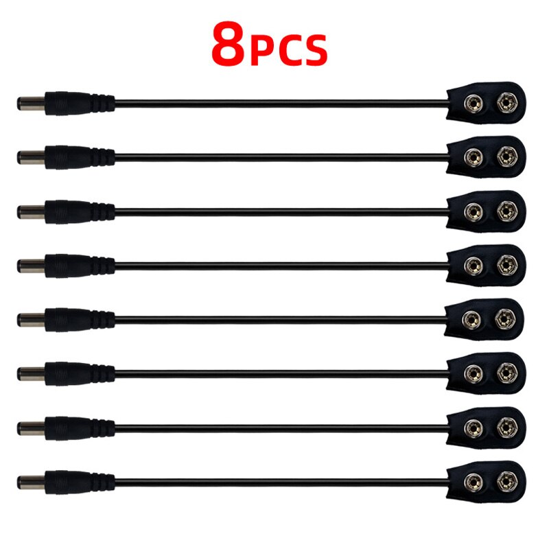 9V Battery Clip Connector Converter Center Negative Power Supply Cable for Guitar Effect Pedal: 8 pcs cable
