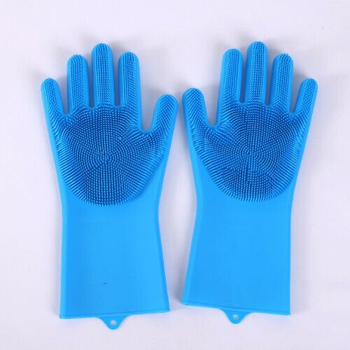 Gants de nettoyage de vaisselle antidérapants | 1 paire, gants de nettoyage de la vaisselle en caoutchouc de Silicone magique, gant de lavage de la vaisselle pour épurateur ménager, outil de nettoyage de la cuisine: Bleu