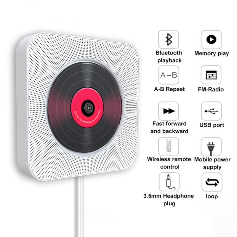 Draagbare 5 In 1 Cd Speler Muur Gemonteerde Bluetooth Speaker Volledige Band Fm Radio U-Disk Speler thuis Met Afstandsbediening
