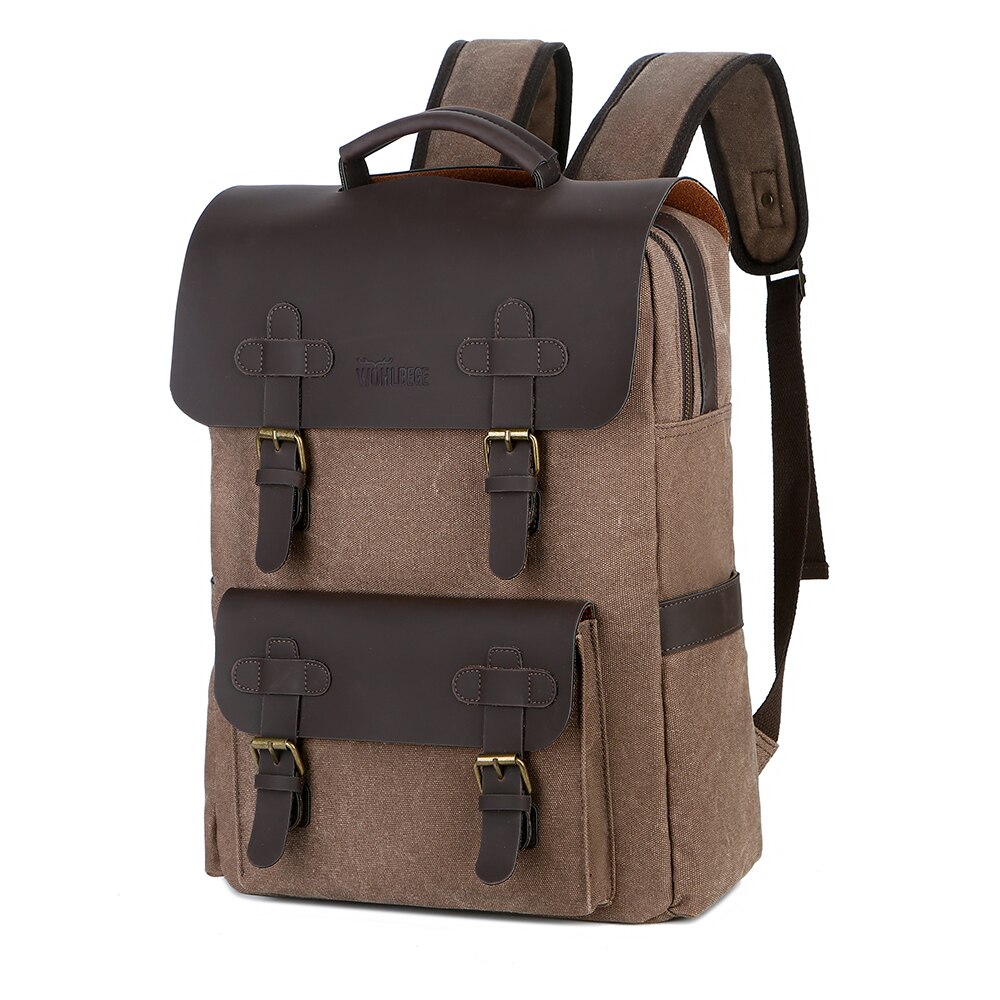 Heren Rugzak Vintage Canvas Rugzak Schooltas Mannen Reistassen Grote Capaciteit Rugzak Laptop Tas: Coffee