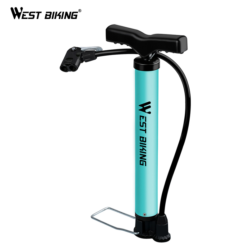 West biking 120 psi cykel gulv luftpumpe ultralet mtb stål cykel pumpe bærbar cykel bold basketball type cykel pumpe