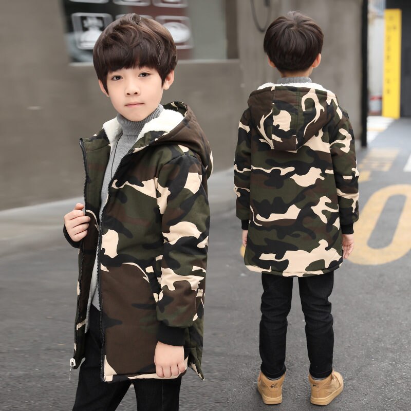 Manteau de Camouflage russe pour enfants, veste chaude à capuche épaisse à la