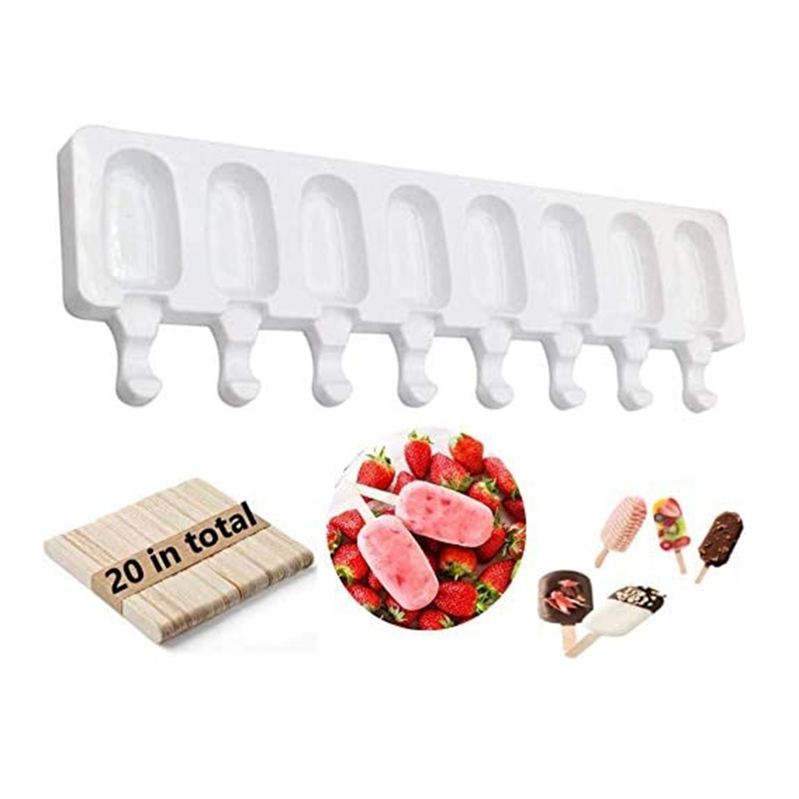 Home Ice Cream Mold 8 Cell Frozen Silicone Juice Popsicle Maker for Cake Ice cream Dessert Candy Support