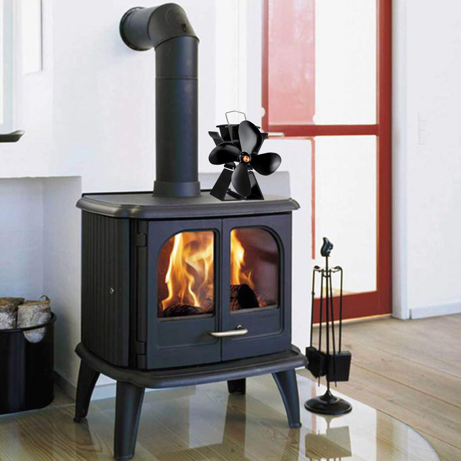 4 Bladen Kachel Ventilator Voor Houtkachel Of Pelletkachel Rustig Thuis Warmte Aangedreven Haard Ventilator Efficiënte Warmteverdeling