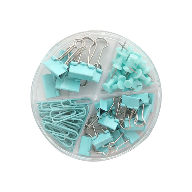 K1AA 72pcs/box Metal Paper Clip Multipurpose Thumbtacks Office Document Data Storage Sorting Long Tail Clips: Blue