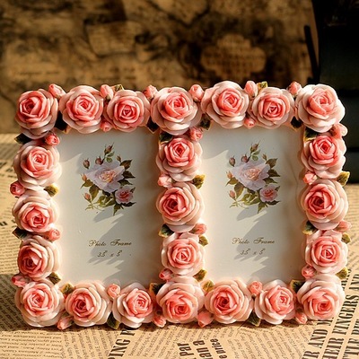 Cadre photo en résine de fleur de rose 6 pouces, cadre narsculpté de style européen, cadre photo de