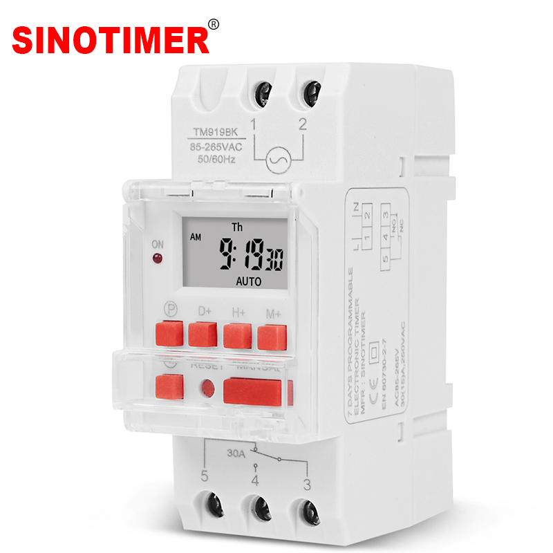 Sinotimer 30A High Load 85-265VAC 7 Days Digital Programmable Timer Switch Relay Time Control For 16 ON/OFF Output