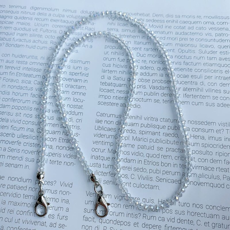 Cadena para mascarilla facial con cuentas de cristal para hombre y mujer, cadena para gafas de sol con cuello, cordones, accesorios para gafas: Blanco