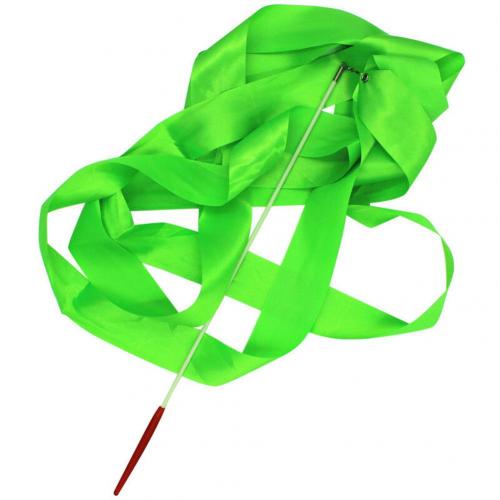 Cinta de baile rítmico para gimnasia 4m, varita giratoria para Ballet: green